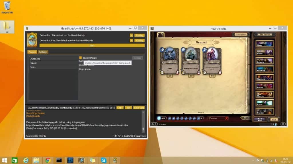 Bot Hearthstone - Hearthbuddy les différents plugins