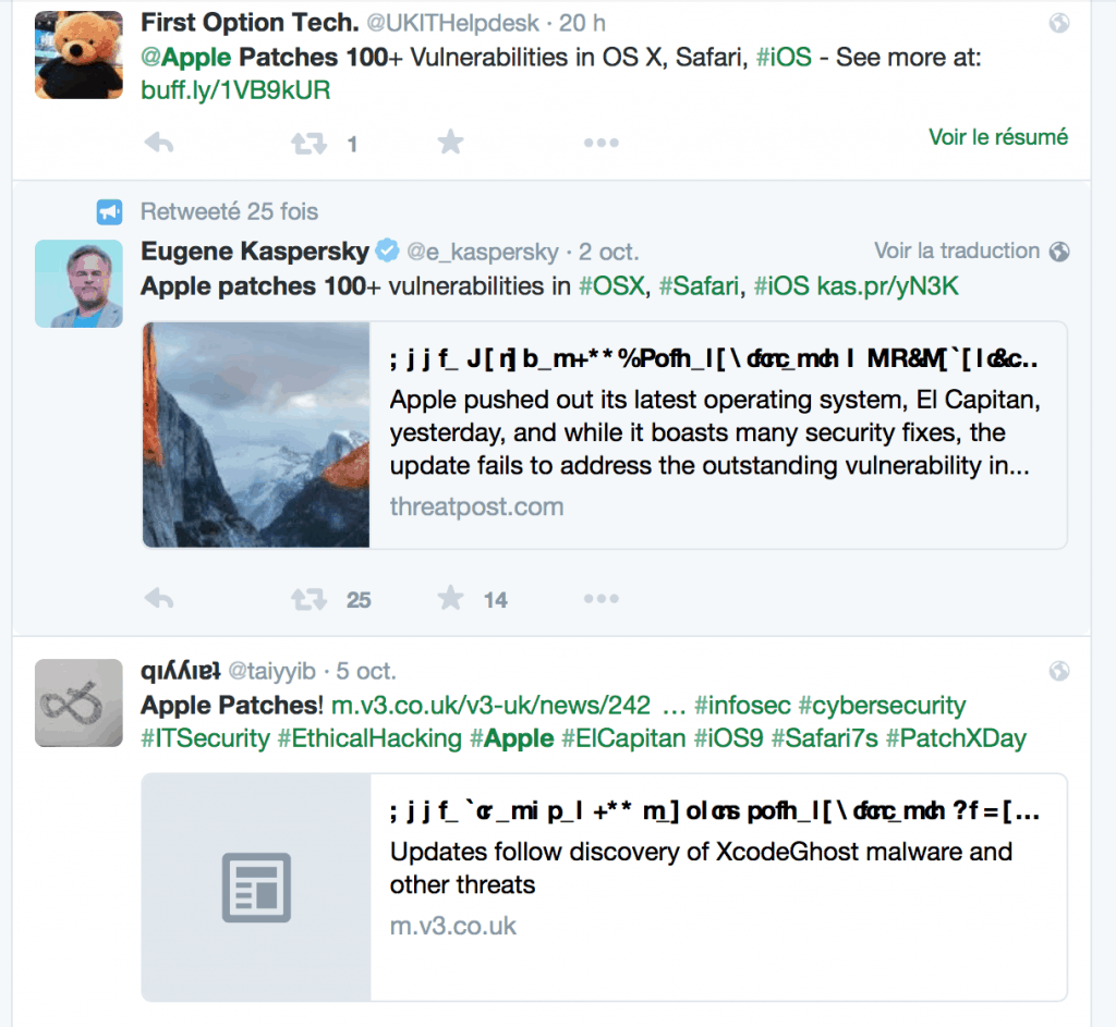 El Capitan : OSX et Safari 9 ne sont pas tendres avec Twitter non plus !