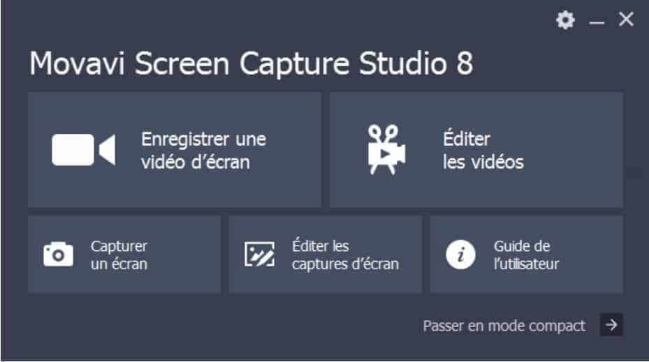 Movavi Screen Capture Studio - L'interface se veut minimaliste