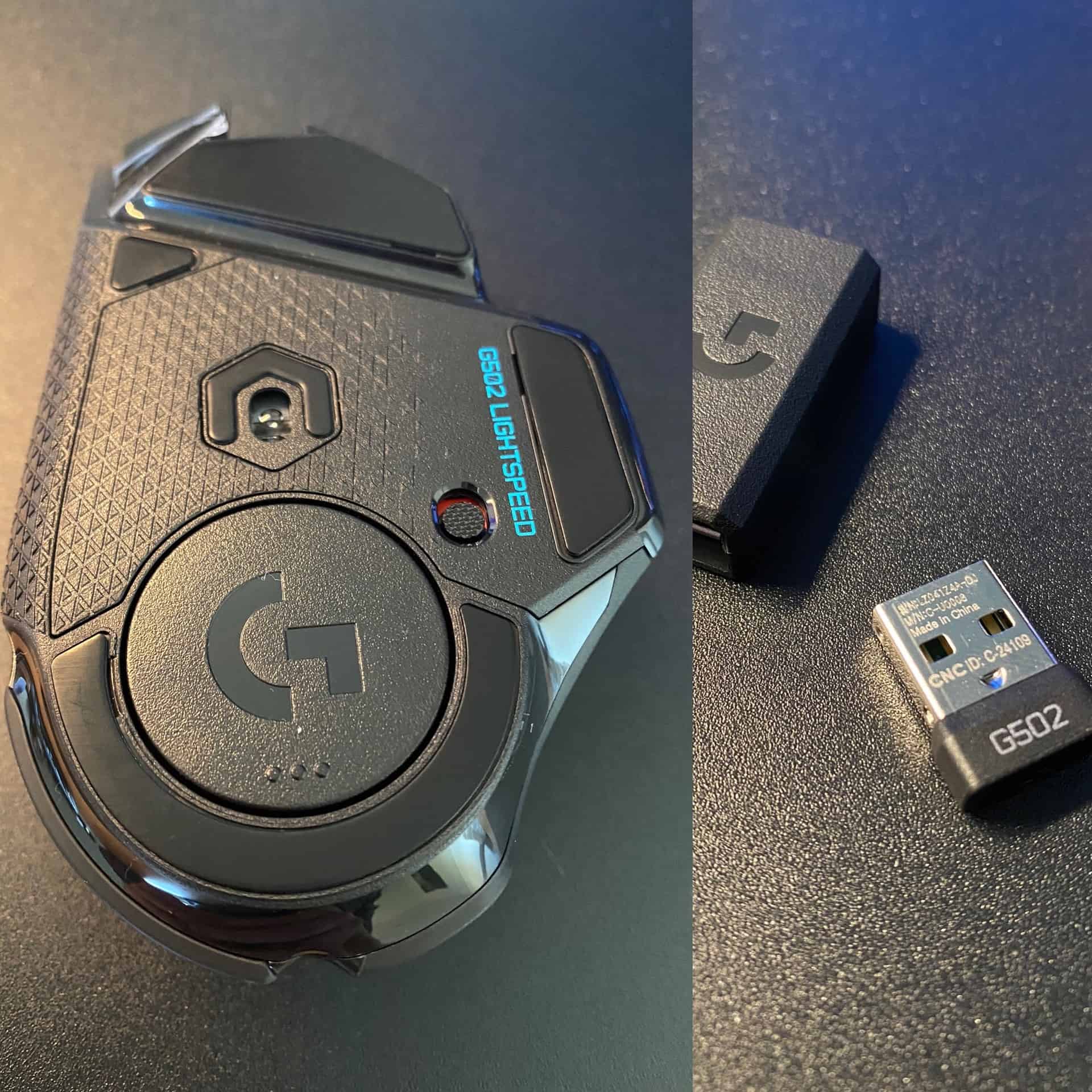 La Logitech G502 Lightspeed et son dongle USB