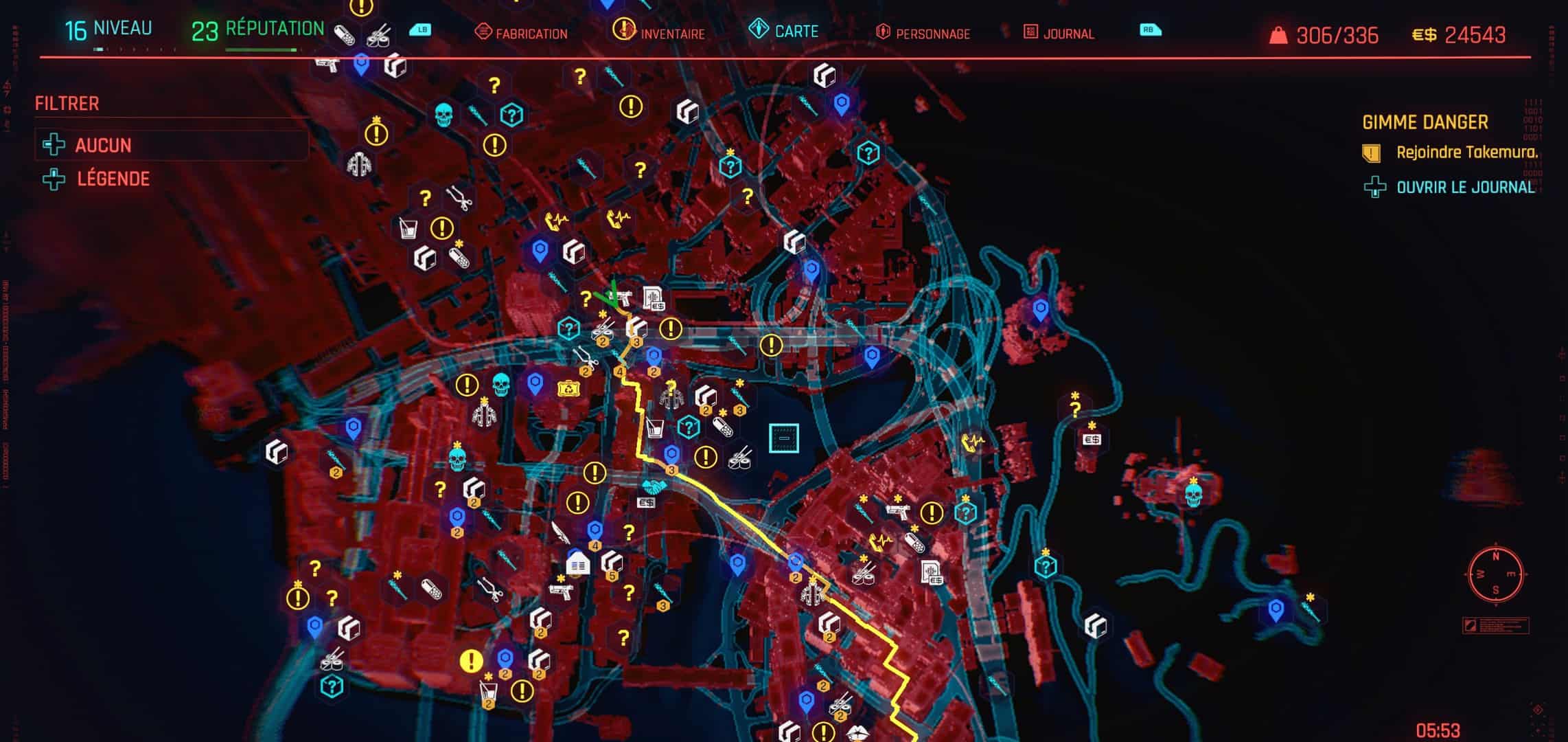 Un bref aperçu de la map de Cyberpunk 2077