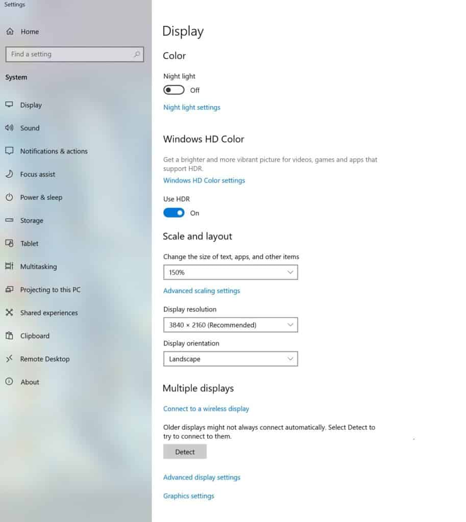 Activer HDR sous Windows 10